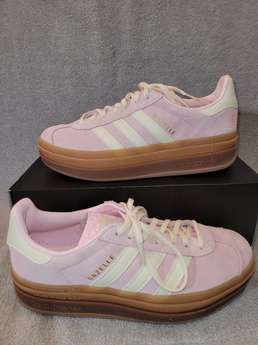 Adidas Gazelle Bold Women's Size 8.5 Clear Pink Cream White Tan Sneakers (#2333)
